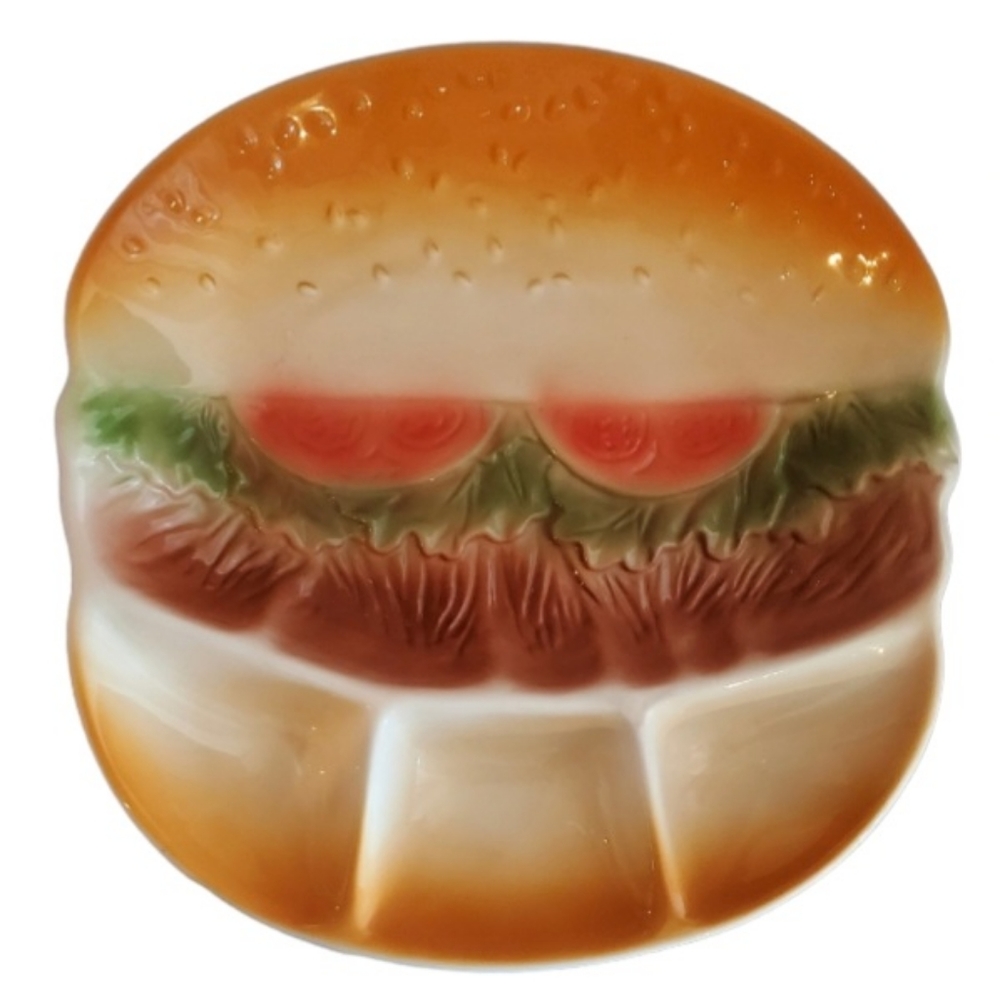 Vintage Divided Hamburger Serving Dish